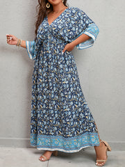  Ditsy Floral Print Tie Front Maxi Dress