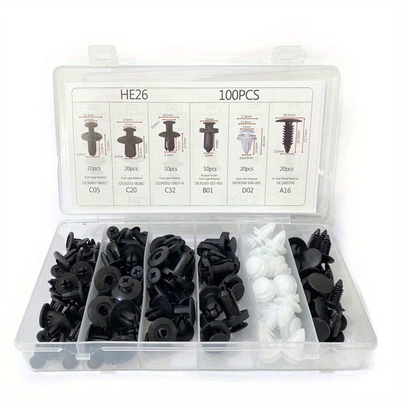 100pcs Nylon Car Interior Bumper Fixer Mudguard Set
