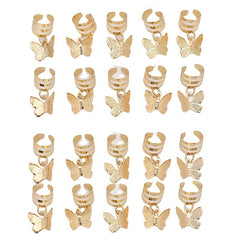 20pcs Hair Beads Spiral Coils Butterfly Dreadlock Braids Rings Clips