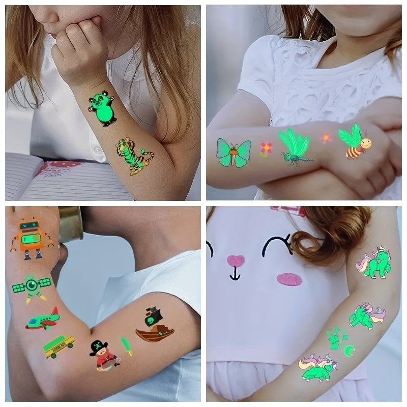 Glow in the Dark Cartoon Tattoos for Kids