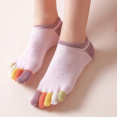 Colorblock Toe Socks for Women - Athletic Crew Five Finger Stockings