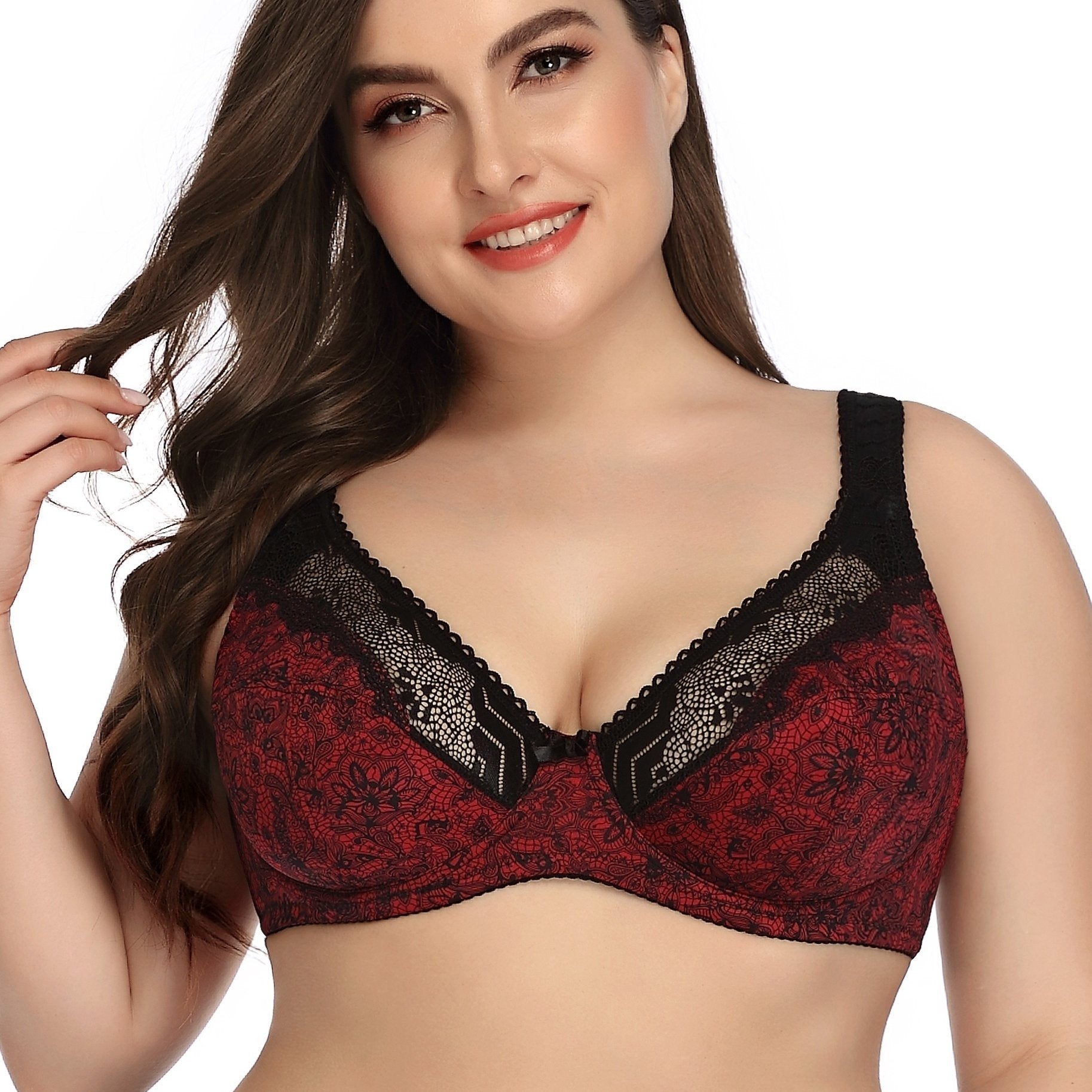  Lace Floral Print Thin Bra Women's Seamless Bralette