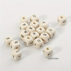10mm Primary Square Letter Wooden Bead English Letter DIY Jewelry Material