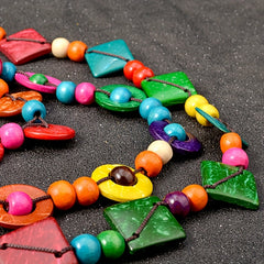Bohemia Wooden Statement Collar Necklace Vintage Jewelry Gift