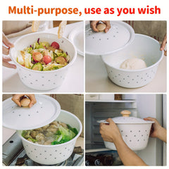 Enamel Pot with Lid for Serving Dishes and Soup