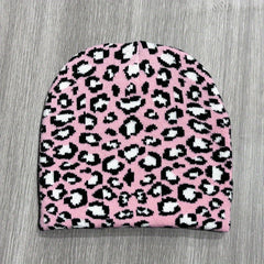 Leopard Print Winter Sport Beanie Hat with Ear Protection