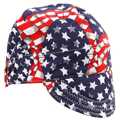 Flame Resistant Welding Cap American Flag Print Mesh Liner Elastic Low Crown