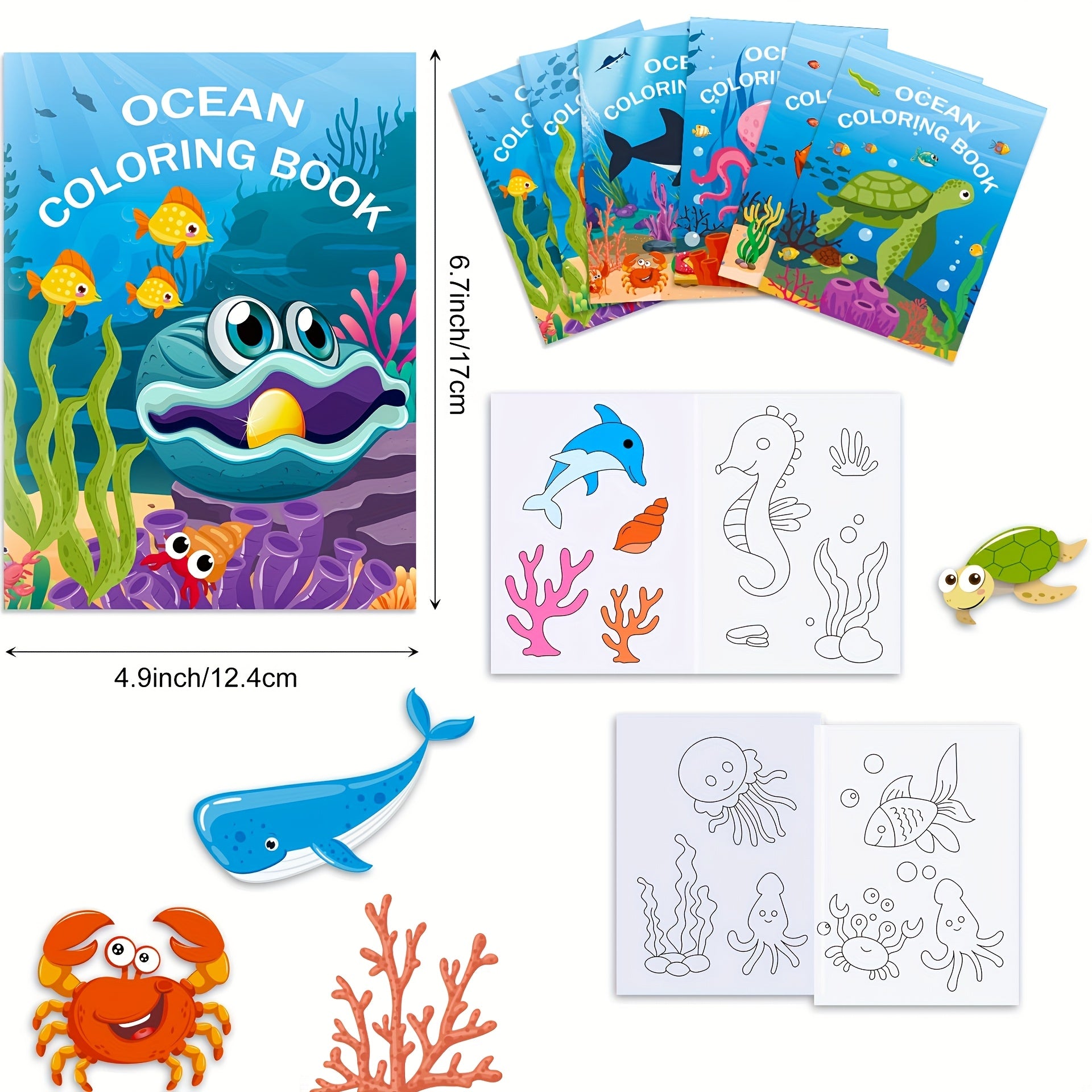 10pcs Ocean Coloring Books for Kids Underwater Creatures Activity Books