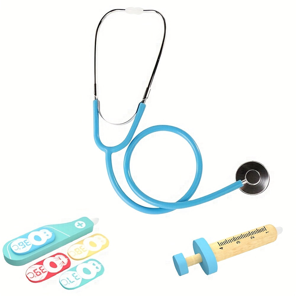 3pcs Doctor Role Play Kit for Kids with Wooden Accessories