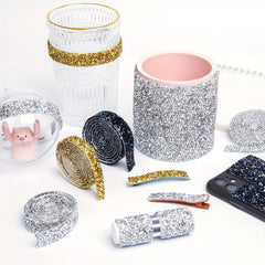 4 Rolls Crystal Rhinestone Ribbon Self Adhesive DIY Craft Stickers
