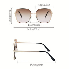 Large Ombre Lens Sunglasses Women Retro Outdoor Metal Shades