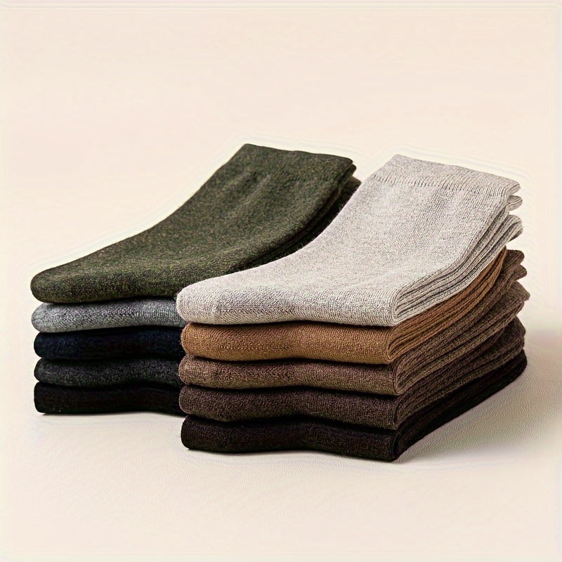 Men's Solid Crew Socks Warm Thermal Comfy Casual Unisex Socks