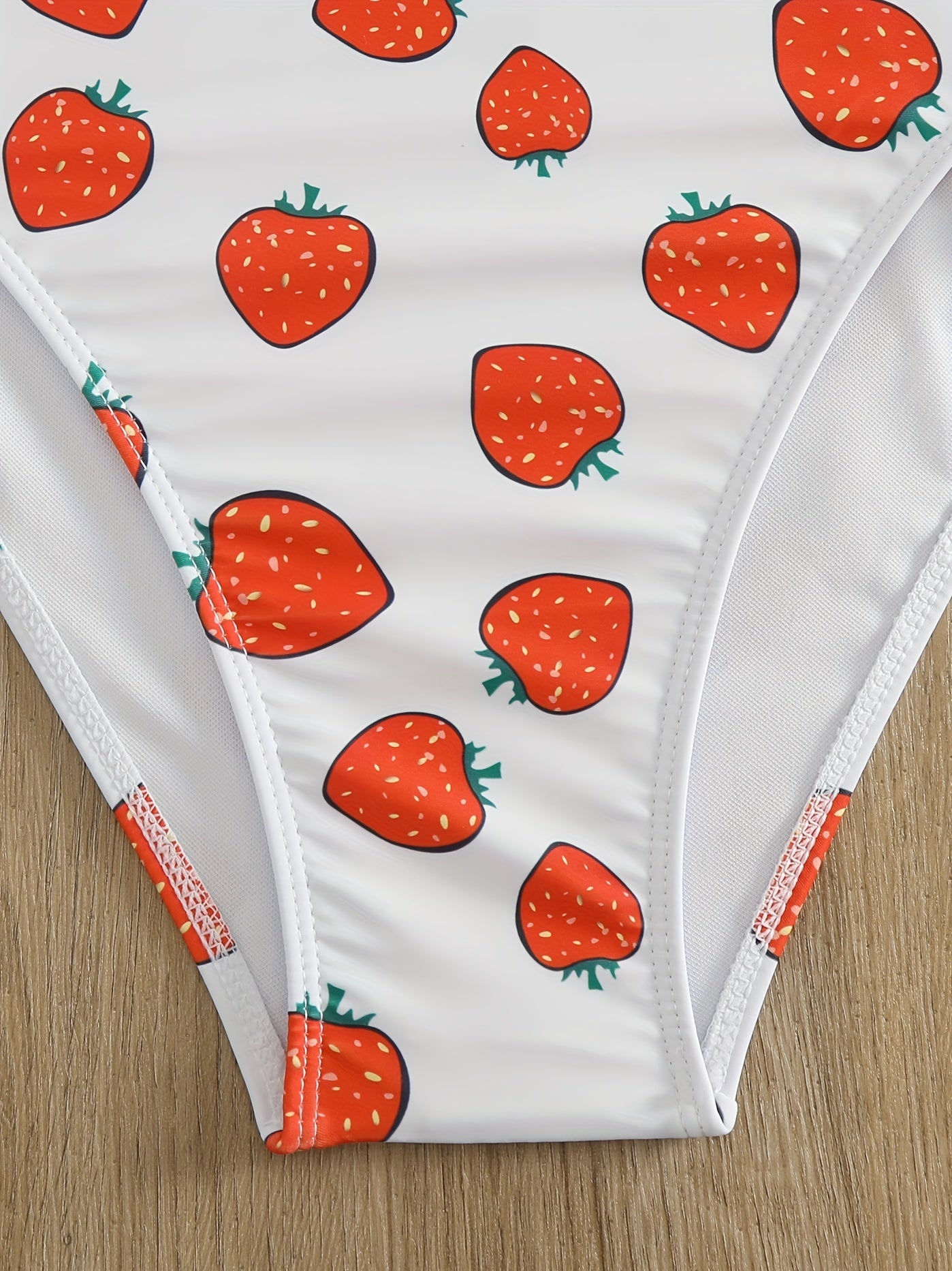 Women's Plus Strawberry Print Ruffle Trim Halter Bikini Set