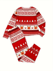  Christmas Loungewear Set Women's Plus Elk & Striped Print Tee & Pants