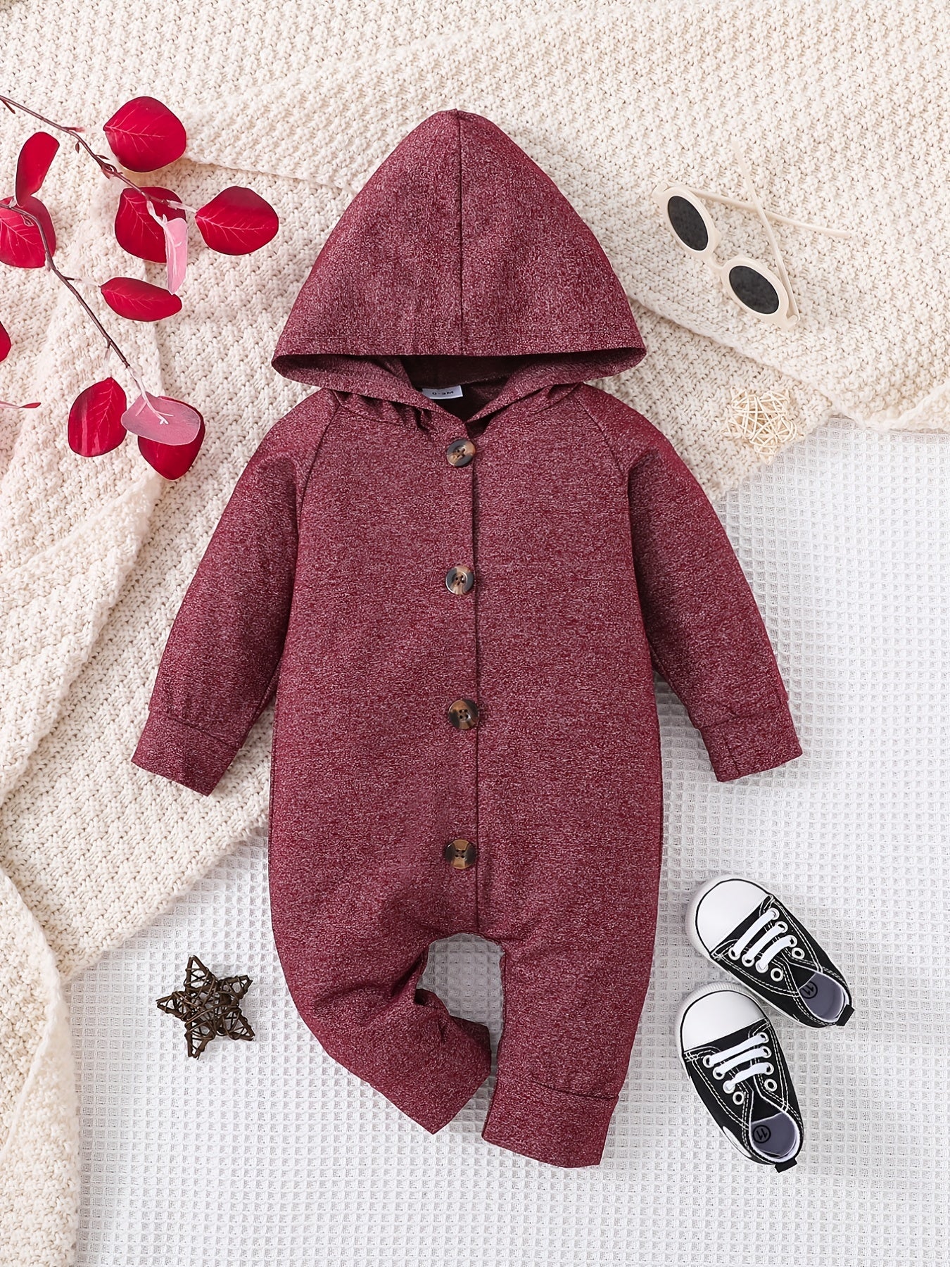 Newborn Baby Boy Long Sleeve Romper Jumpsuit Hooded Onesie