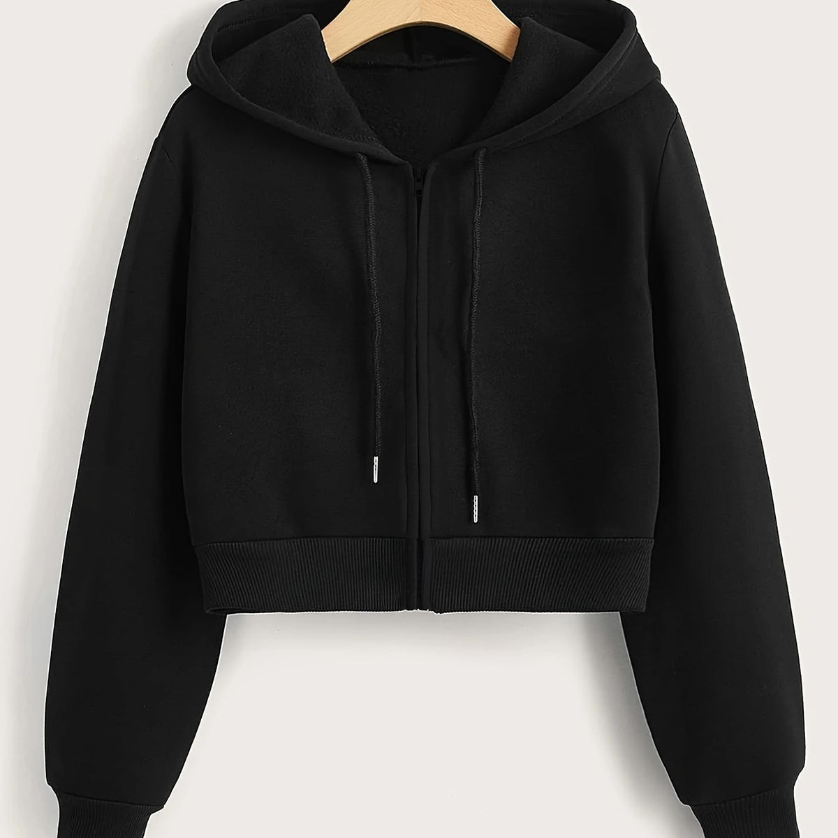 Women's Solid Hooded Sports Sweatshirt Zipper Up Long Sleeve Hoodie
