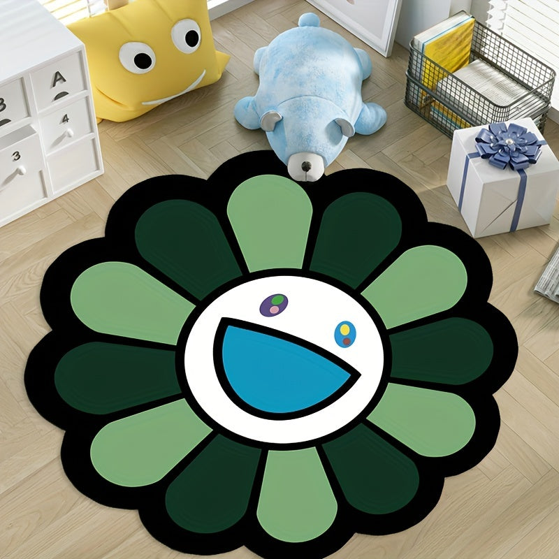 Sunflower Round Floor Mat Rug Non-slip Door Mat Indoor Living Room Bedroom Bathr