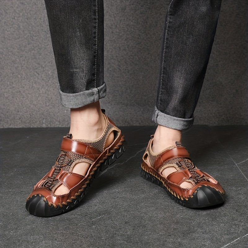 Men's Non Slip Hook And Loop Sandals Wear resistant Comfy Beach Shoes Summer
