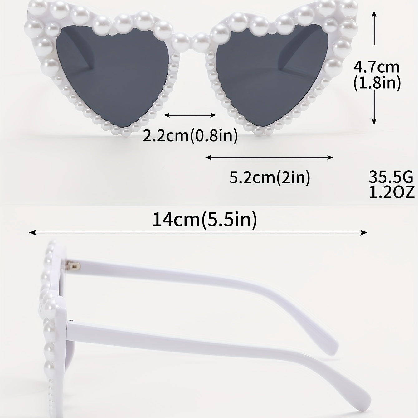 Y2K Faux Pearl Heart Sunglasses Women Prom Decorative Shades UV400