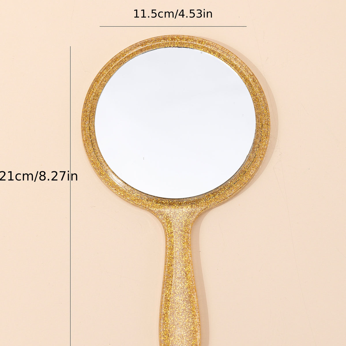 Yellow Round Hand Mirror for Home & Travel Use