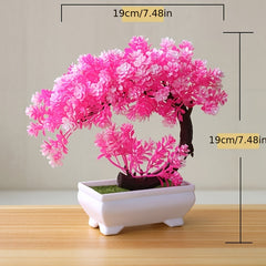 4pcs Artificial Potted Plant Plastic Bonsai Tree Flower Ornament