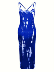  Sexy Dress Women's Plus Random Print Strappy Cut Out Cami Maxi Dress