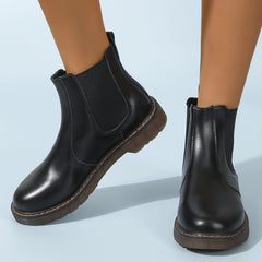 Women's British Style Faux Leather Chelsea Boots