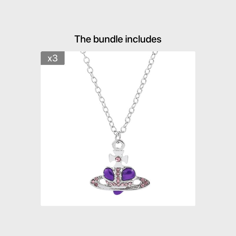Heart Chain Necklace Rhinestone Pendant Vintage Jewelry