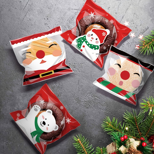 100pcs Santa Claus Pattern Gift Bag for Christmas Celebration