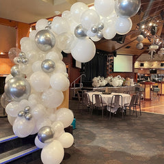 60 Matte Silver & Confetti Balloons 12" Birthday Wedding