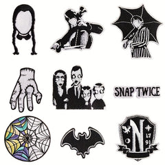 9pcs Thriller Iron On Patches For Men Sew On Embroidered Applique Repair Patch