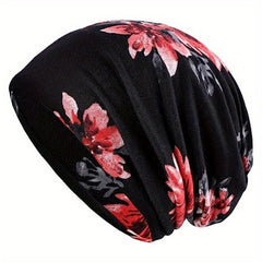 Flower Print Beanie Lightweight Skull Hat Chemo Cap Turban Hats