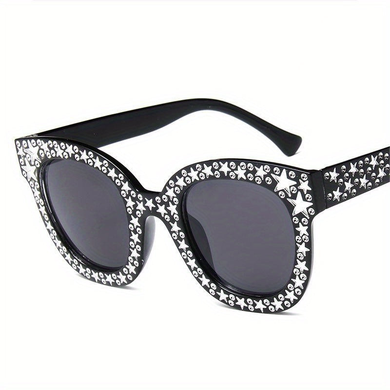 Rhinestone Cat Eye Sunglasses Clear Frame UV400
