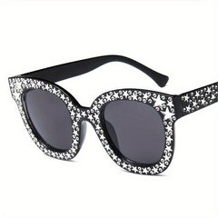Rhinestone Cat Eye Sunglasses Clear Frame UV400