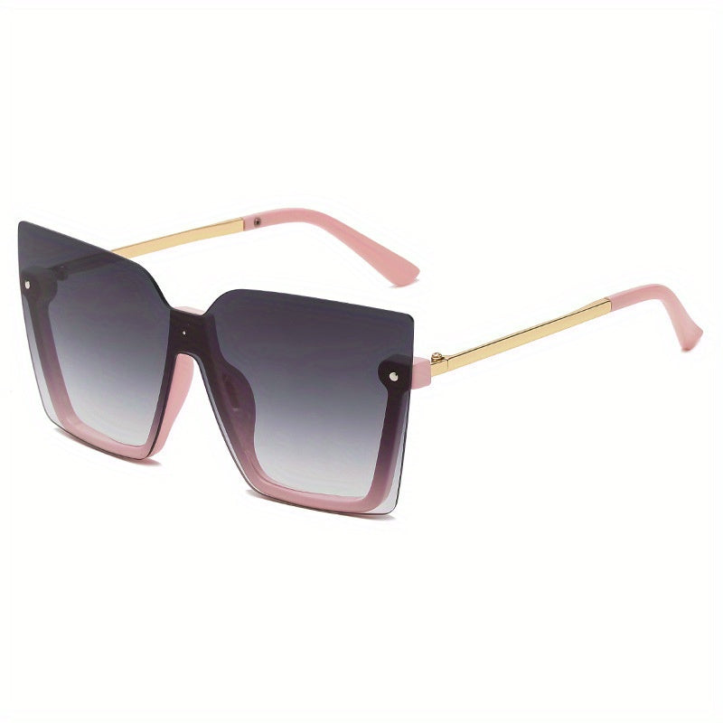 Y2K Semi Rimless Sunglasses Rivet Large UV400 Sun Shades