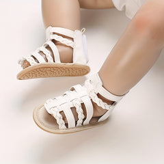 Baby Girls Open Toe Sandals Anti-Skid Soft Sole Strappy Sandals