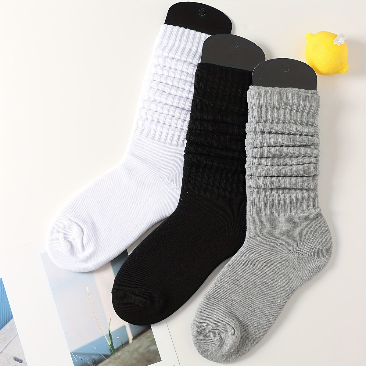 3 Pairs Solid Socks Comfy & Soft All match Women's Stockings & Hosiery