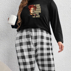  Witch Print Tee & Plaid Pants Lounge Set