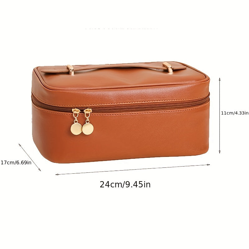 Solid Makeup Zipper Handbag All Match Storage Bag For Travel