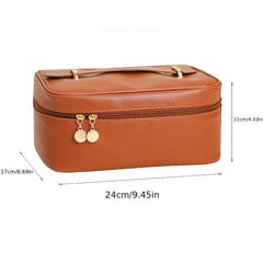 Solid Makeup Zipper Handbag All Match Storage Bag For Travel