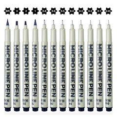 12-Pack Micro Fine Point Fineliner Ink Pens for Drawing Waterproof Archival