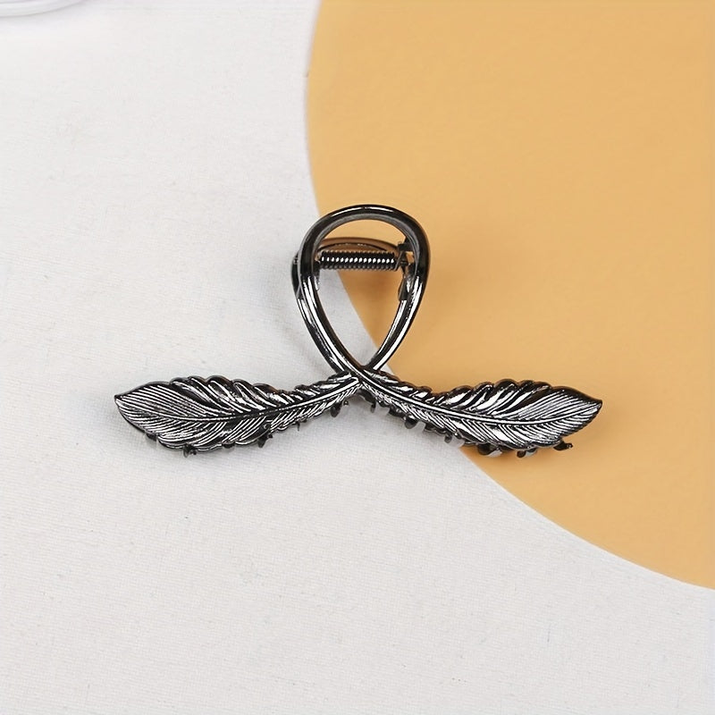 Alloy Feather Hair Claw Ponytail Holder for Women Girls