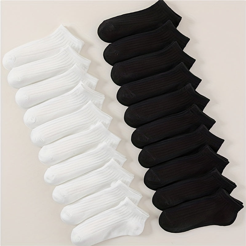 20 Pairs Solid Ribbed Socks Women's Stockings