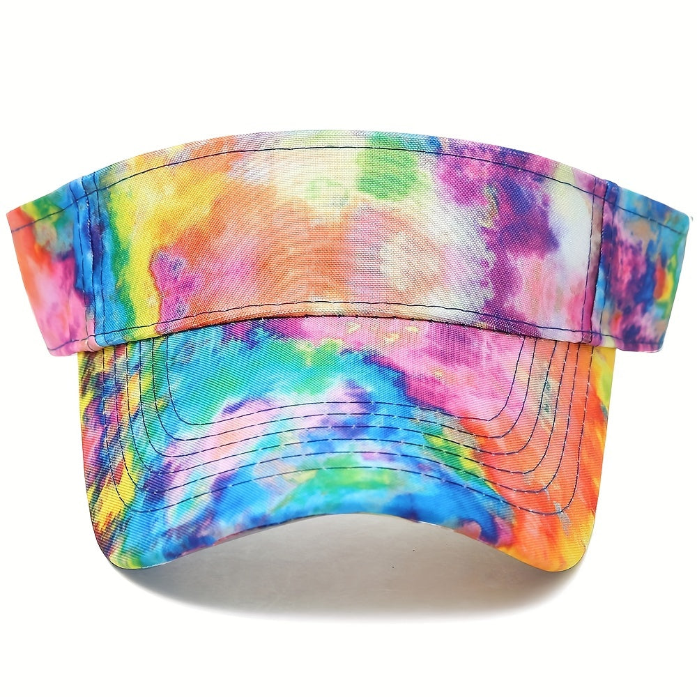 Tie Dye Print Visor Hat UV Protection Summer Sun Cap for Women