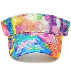 Tie Dye Print Visor Hat UV Protection Summer Sun Cap for Women