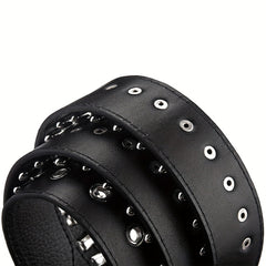 Adjustable Unisex Waist Belt Punk Bullets Rivet Studded Leather Belt