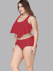  Mesh High Rise Bikini Set Women's Plus Stretch Modest Swimsuit