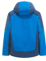  Colorblock Zip Up Long Sleeve Outdoor Hooded Jacket