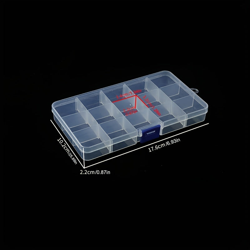 15 Grids Transparent Storage Box Detachable Sewing Plastic Fishing Tackle Box