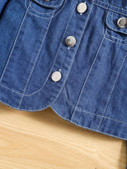Toddler Baby Girls Cropped Denim Coat Cotton Button Cardigan Blouse